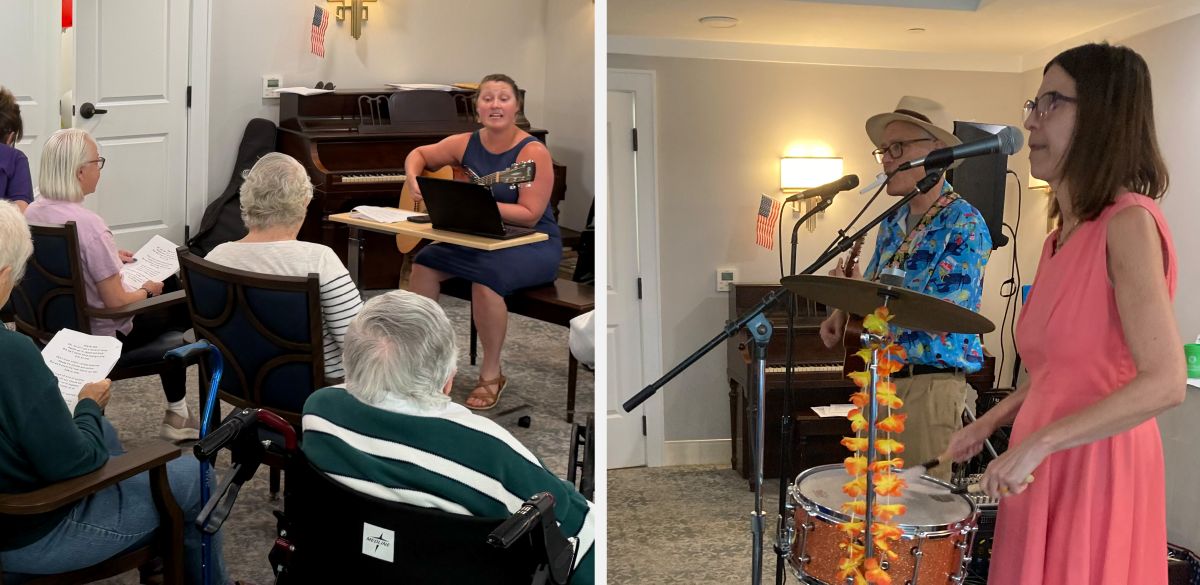 Seniors enjoying musicians
