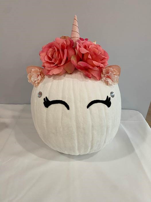 Unicorn theme decorated pumpkin